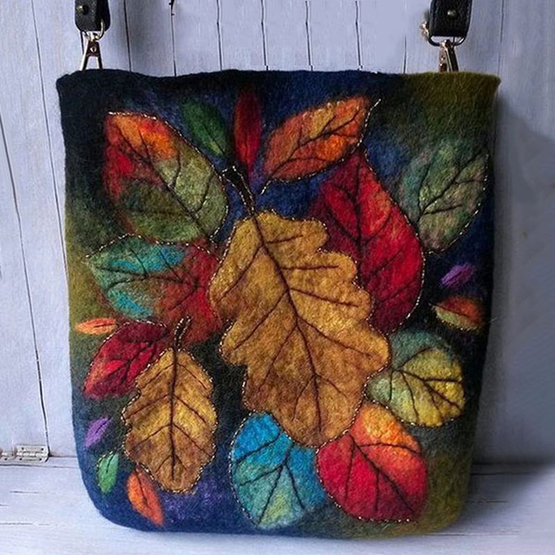 Kvinner Fargerike Leaf Diy Lam Hårveske Crossbody Veske Skulderveske