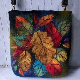 Kvinner Fargerike Leaf Diy Lam Hårveske Crossbody Veske Skulderveske