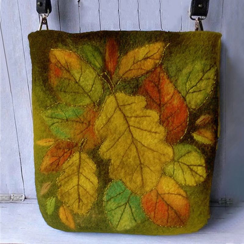 Kvinner Fargerike Leaf Diy Lam Hårveske Crossbody Veske Skulderveske