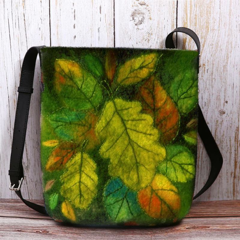 Kvinner Fargerike Leaf Diy Lam Hårveske Crossbody Veske Skulderveske