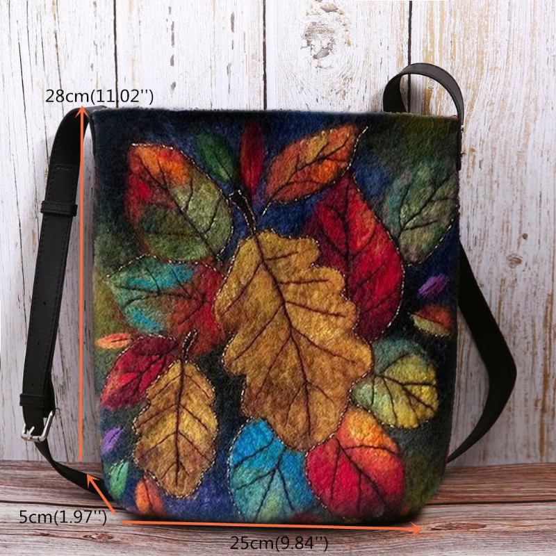 Kvinner Fargerike Leaf Diy Lam Hårveske Crossbody Veske Skulderveske