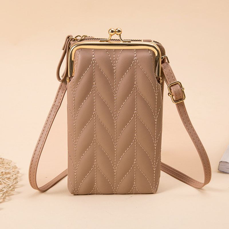 Kvinner Faux Leather Mote Multifunksjon Vanntett Crossbody Veske Kort Telefonveske