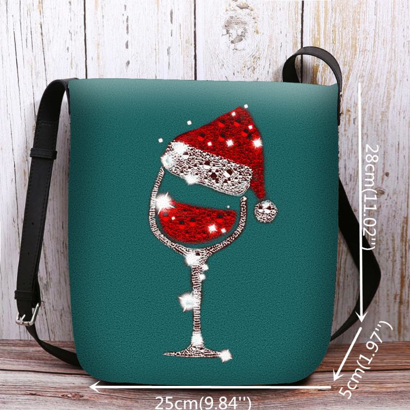 Kvinner Filt Dame Julehatt Glass Cup Uformell Utendørs Crossbody Veske Skulderveske