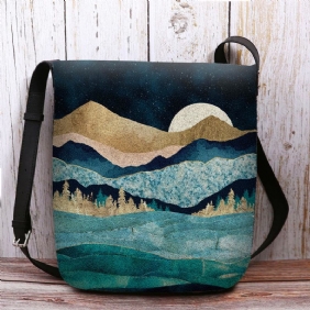 Kvinner Filt Mountain Treetop Landscape Med Trykk Veske Crossbody Veske Skulderveske