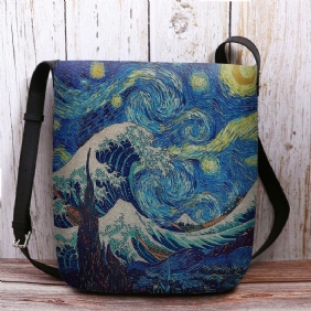 Kvinner Filt Sea Wave Stjernehimmel Mønster Oljemaleri Stil Utskrifter Crossbody Veske Skulderveske