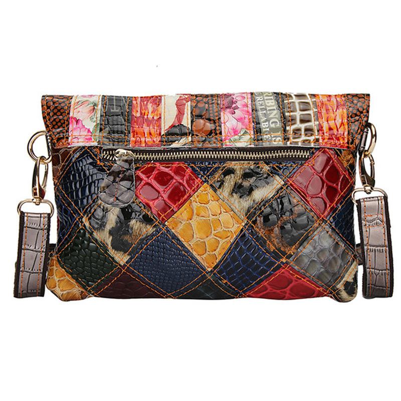 Kvinner Kontrastfarge Skuldervesker Dame Vintage Crossbody-vesker Elegante Messenger-vesker