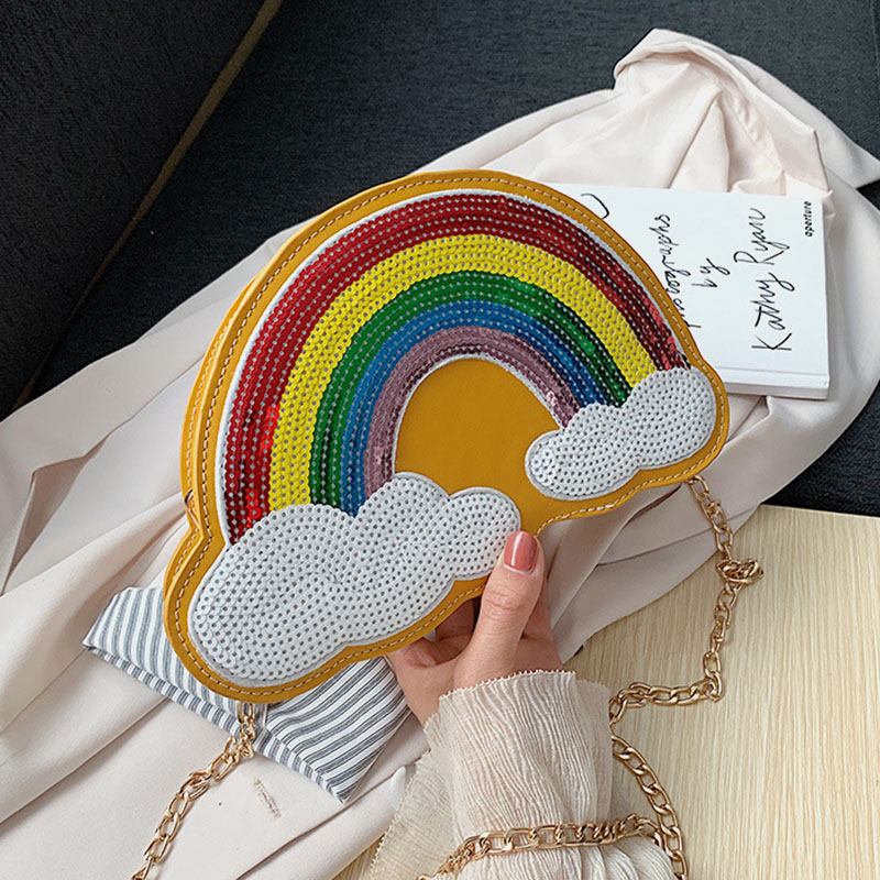 Kvinner Kreativ Unik Cloud Shape Paljett Kontrast Farge Morsom Skulderveske Cross Body Veske