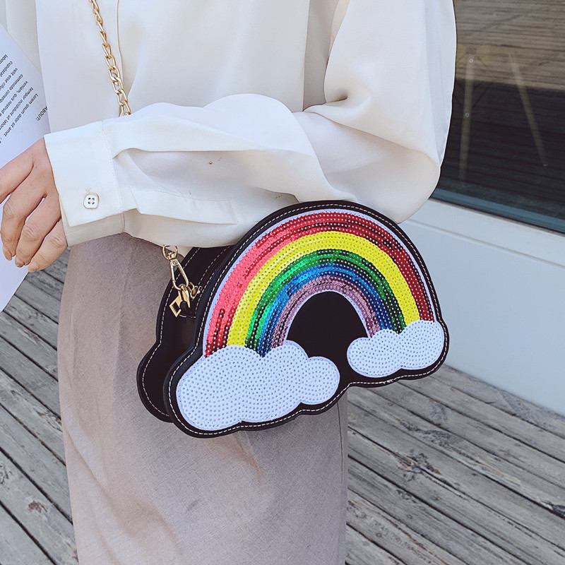 Kvinner Kreativ Unik Cloud Shape Paljett Kontrast Farge Morsom Skulderveske Cross Body Veske