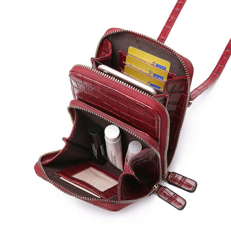 Kvinner Krokodillemønster Multi-card Slots Veske Telefonveske Crossbody Veske