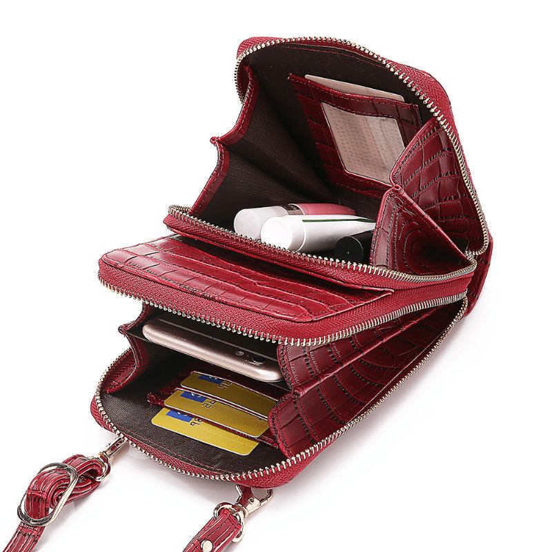 Kvinner Krokodillemønster Multi-card Slots Veske Telefonveske Crossbody Veske