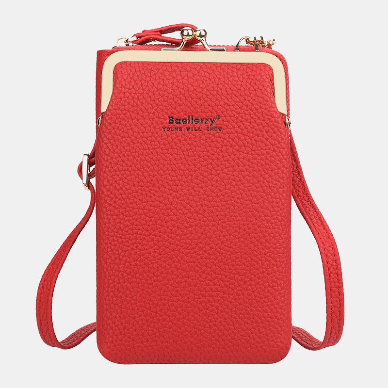 Kvinner Litchi-mønster 6 Kortspor 6.5 Tommers Telefonveske Crossbody-veske