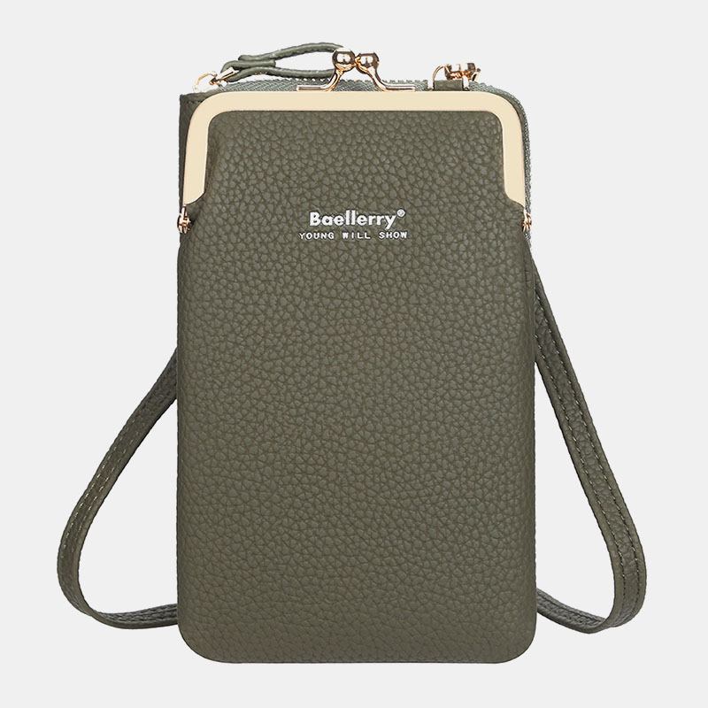 Kvinner Litchi-mønster 6 Kortspor 6.5 Tommers Telefonveske Crossbody-veske