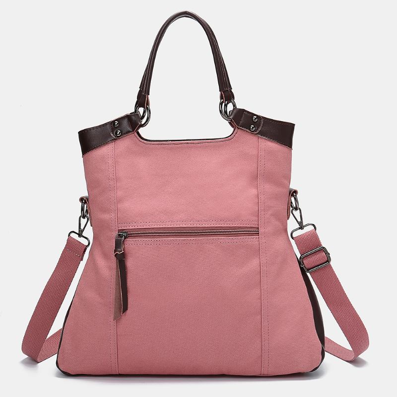 Kvinner Menn Multifunksjon Canvas Crossbody Veske Ryggsekk