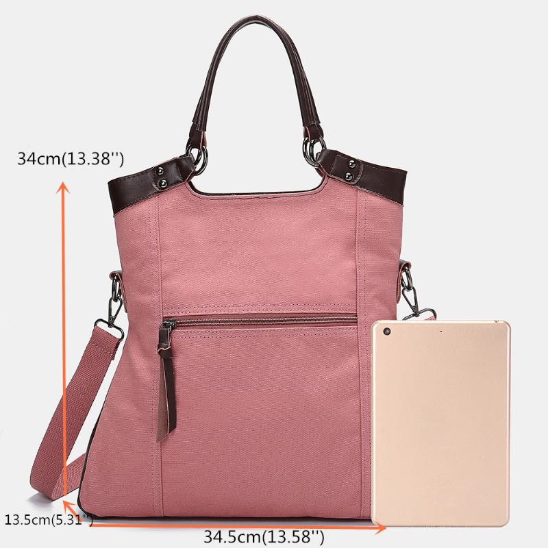 Kvinner Menn Multifunksjon Canvas Crossbody Veske Ryggsekk