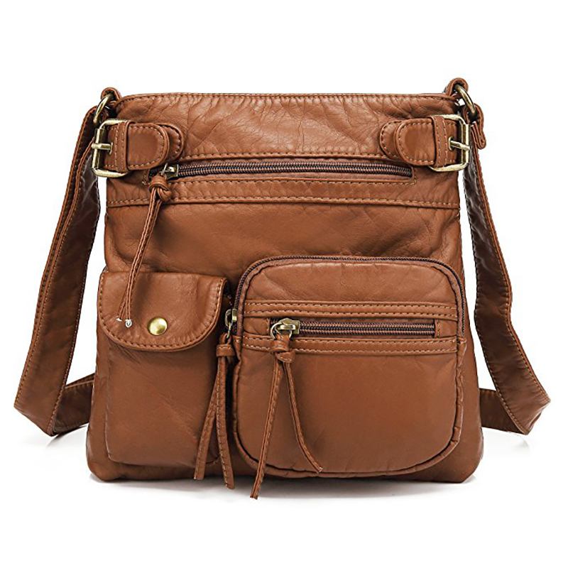 Kvinner Multi-pocket Fritids Pu Lær Crossbody Veske