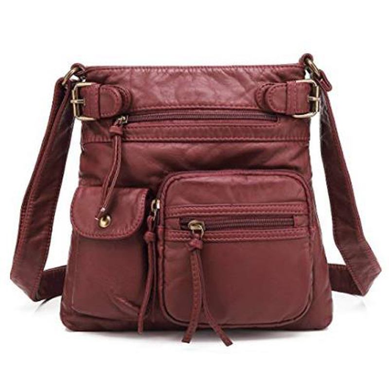 Kvinner Multi-pocket Fritids Pu Lær Crossbody Veske