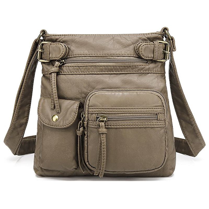 Kvinner Multi-pocket Fritids Pu Lær Crossbody Veske