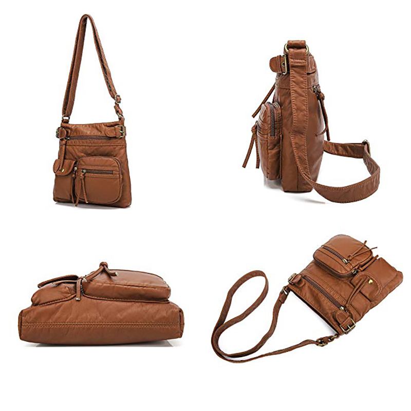 Kvinner Multi-pocket Fritids Pu Lær Crossbody Veske