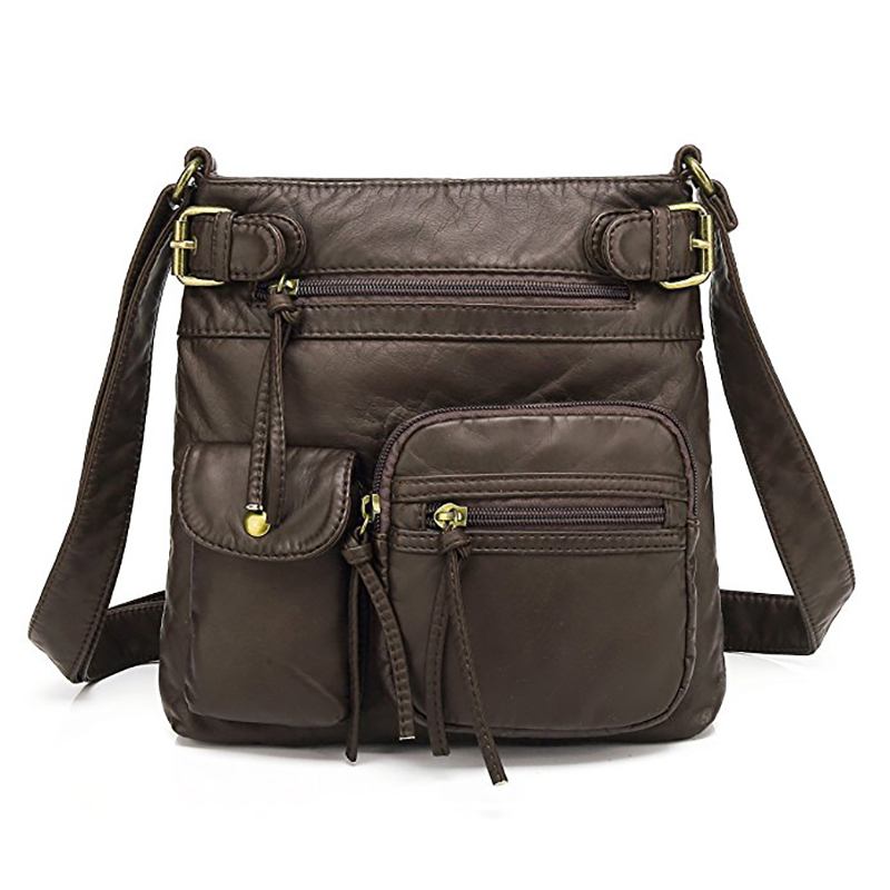 Kvinner Multi-pocket Fritids Pu Lær Crossbody Veske