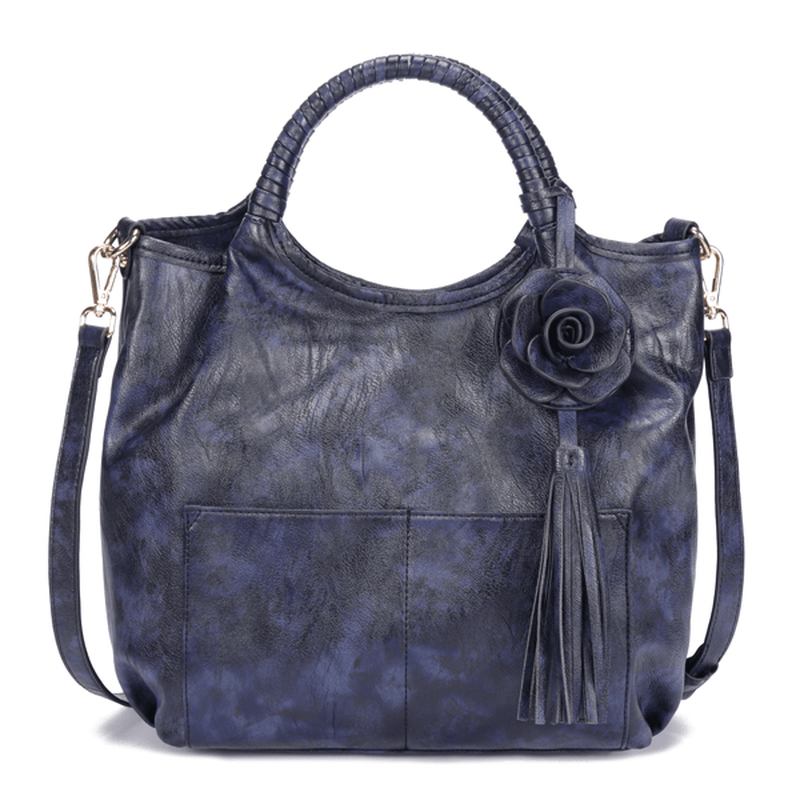 Kvinner National Style Retro Blomstrete Stor Kapasitet Skulder Crossbody Veske Håndveske