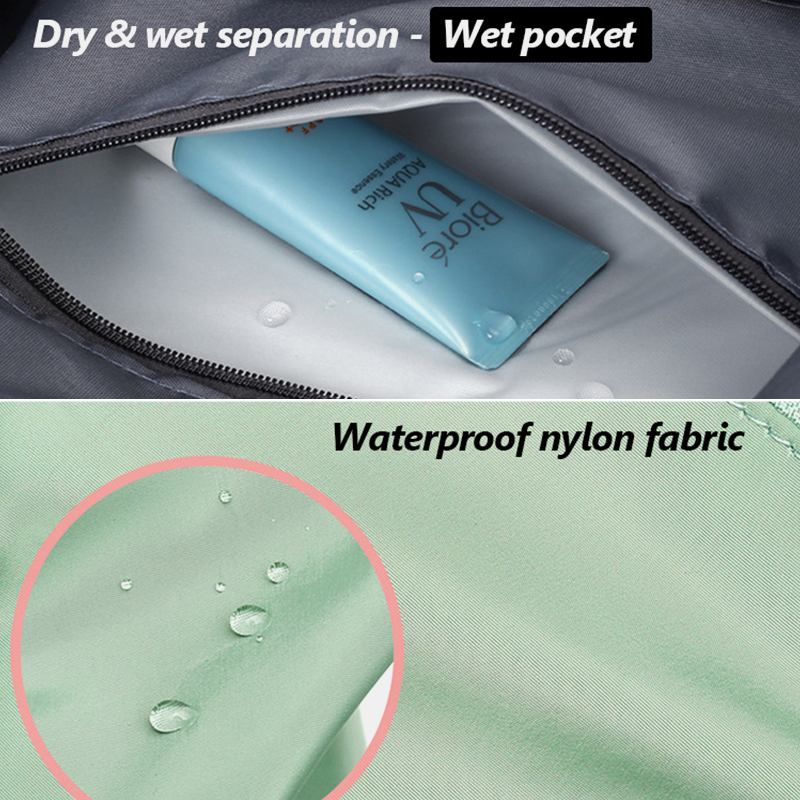 Kvinner Oxford Dry Wet Separation Gym Veske Skalerbar Sammenleggbar Design Crossbody Veske Stor Kapasitet Fast Stropp Vanntett Bærbar Reiseveske