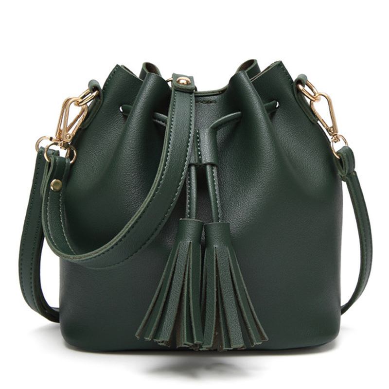 Kvinner Pu-skinn Bøttevesker Retro Dusk Skuldervesker Crossbody-vesker