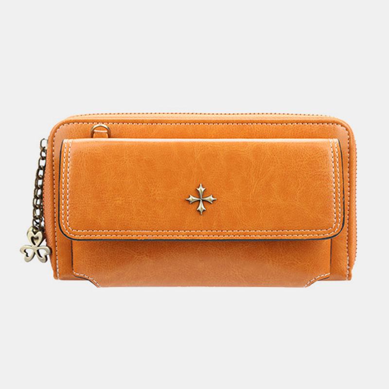 Kvinner Pu-skinn Cross Blomstrete Dusk Stor Kapasitet Multi-card Slot Telefonveske Crossbody Veske Skulderveske