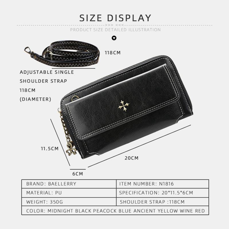 Kvinner Pu-skinn Cross Blomstrete Dusk Stor Kapasitet Multi-card Slot Telefonveske Crossbody Veske Skulderveske