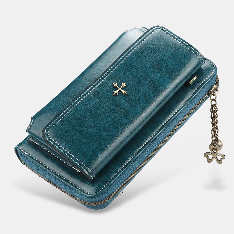 Kvinner Pu-skinn Cross Blomstrete Dusk Stor Kapasitet Multi-card Slot Telefonveske Crossbody Veske Skulderveske