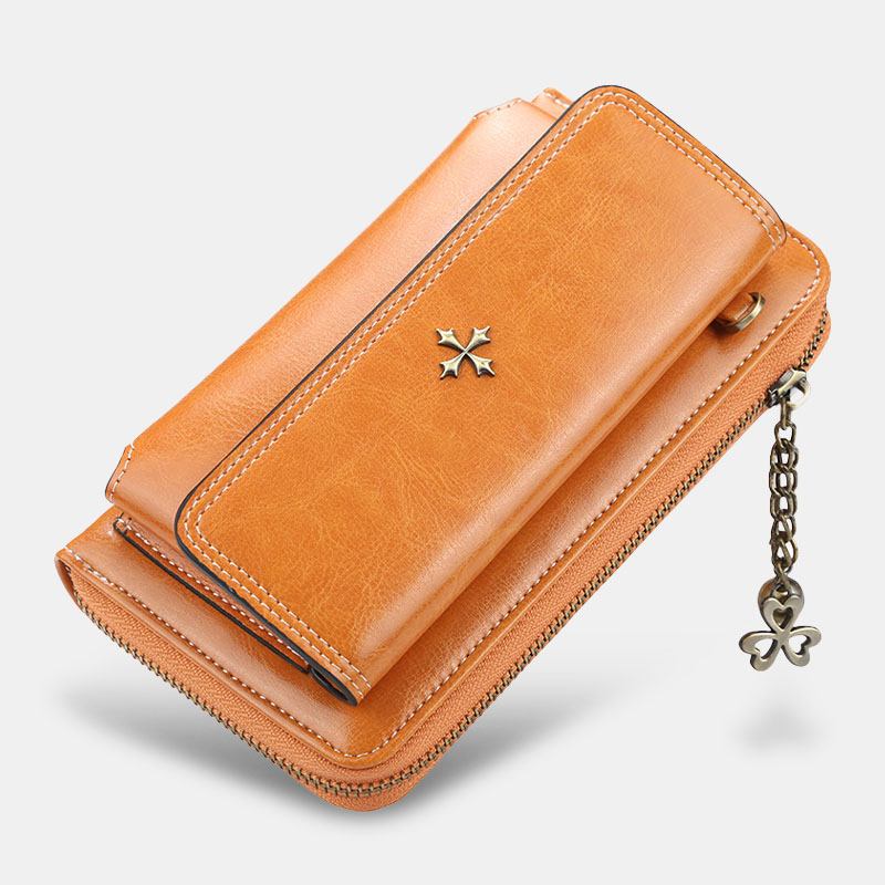 Kvinner Pu-skinn Cross Blomstrete Dusk Stor Kapasitet Multi-card Slot Telefonveske Crossbody Veske Skulderveske