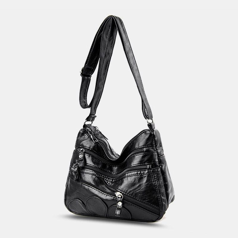 Kvinner Pu-skinn Med Stor Kapasitet Anti-tyveri Med Flere Lommer Retro Uformelle Crossbody-vesker Skulderveske