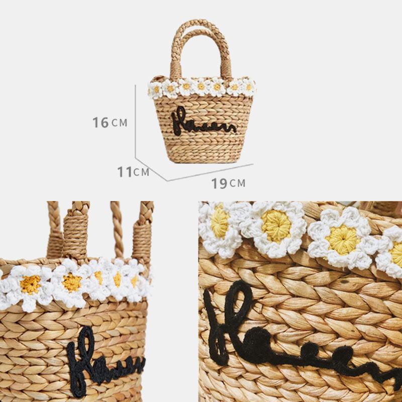 Kvinner Reise Beach Weave Straw Crossbody Veske Bucket Veske