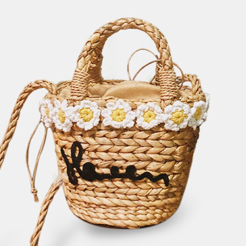 Kvinner Reise Beach Weave Straw Crossbody Veske Bucket Veske