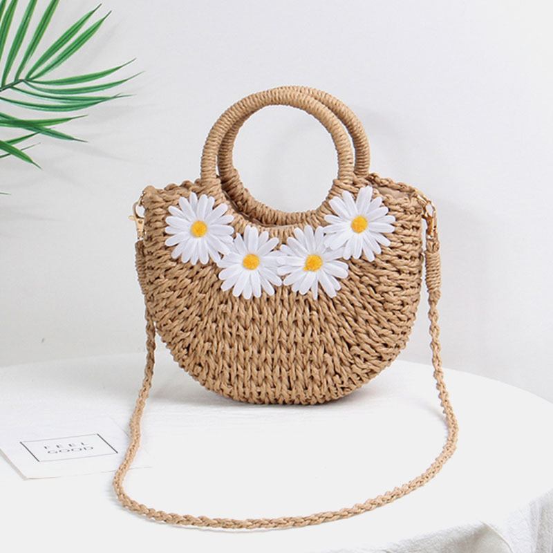 Kvinner Reiser Sommer Strand Strå Håndveske Crossbody Veske Skulderveske