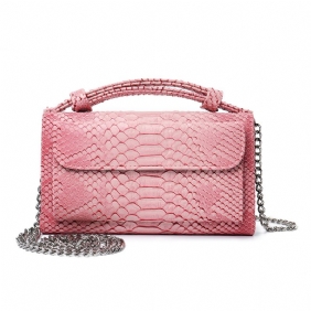 Kvinner Snake Skin Genuine Leather Chain Skulderveske Crossbody Veske Håndveske Lang Lommebok