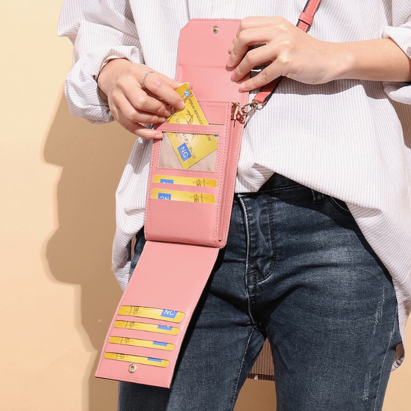 Kvinner Solid Flap Card Veske Telefon Veske Crossbody Veske