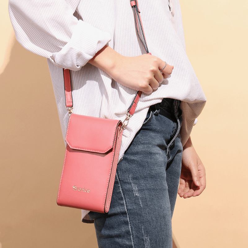 Kvinner Solid Flap Card Veske Telefon Veske Crossbody Veske