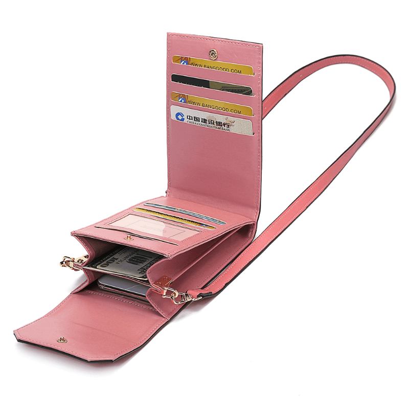 Kvinner Solid Flap Card Veske Telefon Veske Crossbody Veske