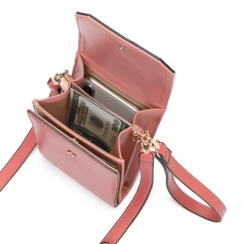 Kvinner Solid Flap Card Veske Telefon Veske Crossbody Veske