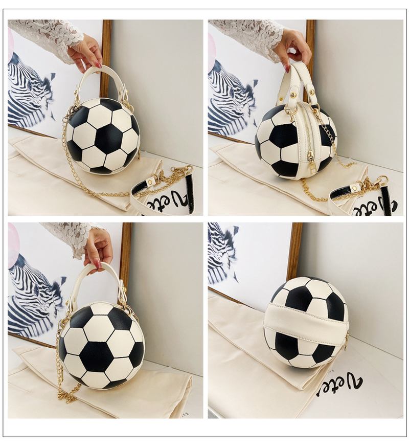 Kvinner Unik Design Basketball Fotball Look Mini Rund Veske Hangbag Mote Justerbar Skulderveske Cross Body Veske