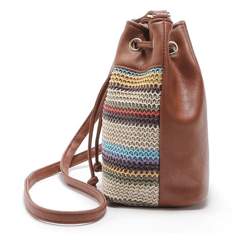 Mote Bohemian Striped Bucket Veske Messenger Skulderveske