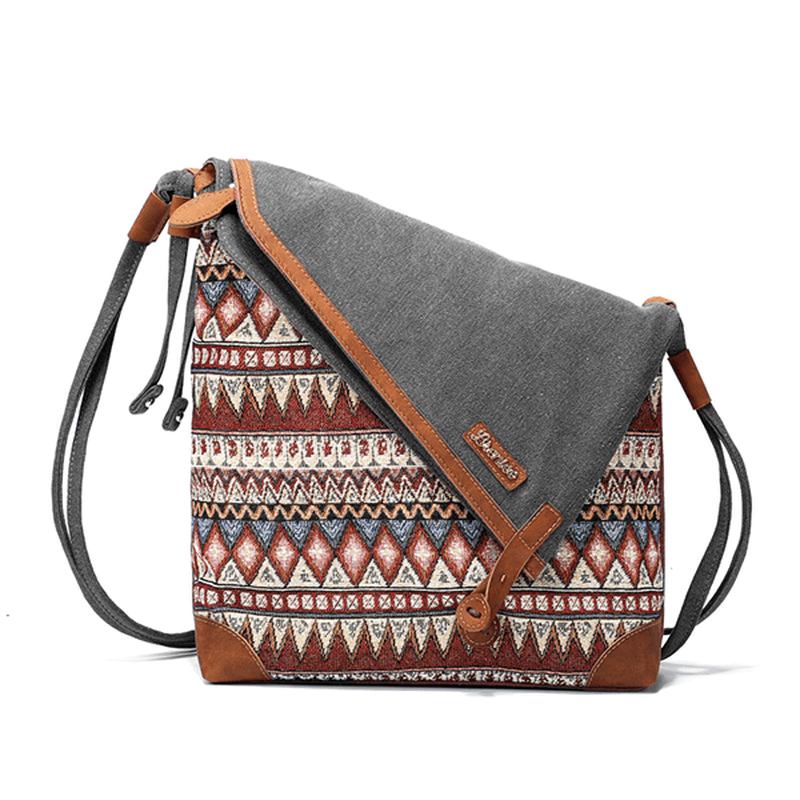 National Med Trykk Canvas Retro Bohemia Crossbody Veske