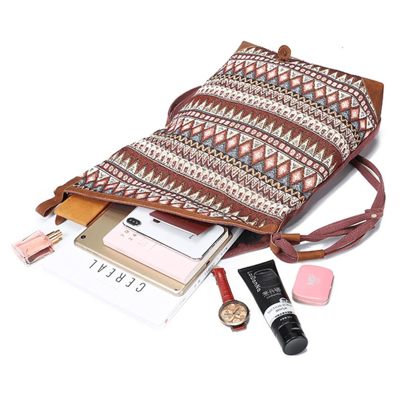 National Med Trykk Canvas Retro Bohemia Crossbody Veske