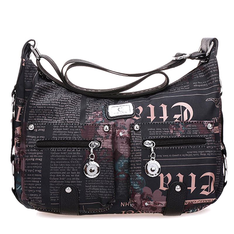 Nylon Lett Fritids Med Trykk Crossbody Veske Shopping Veske